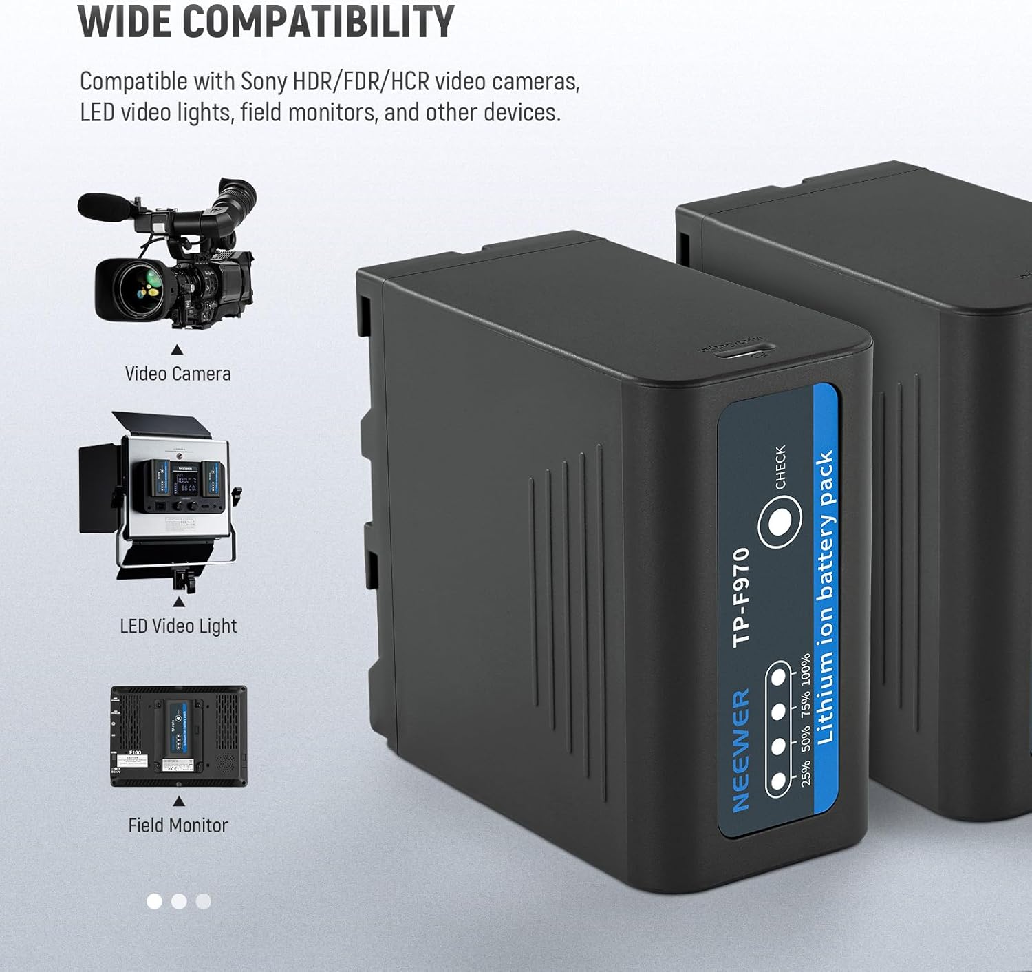 Neewer 2Pcs NP-F970 Replacement Batteries 7800mAh, Rechargeable NP-F Battery Compatible with Sony NP-F550 750 950 970, CM31 Wireless Lavalier Microphone Included