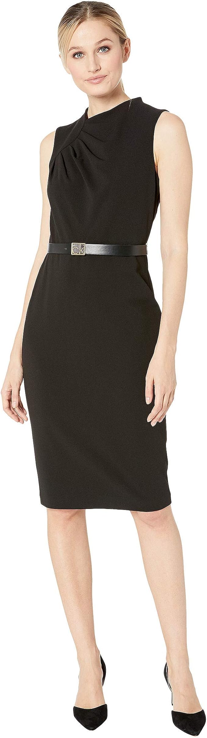 calvin klein belted sheath dress