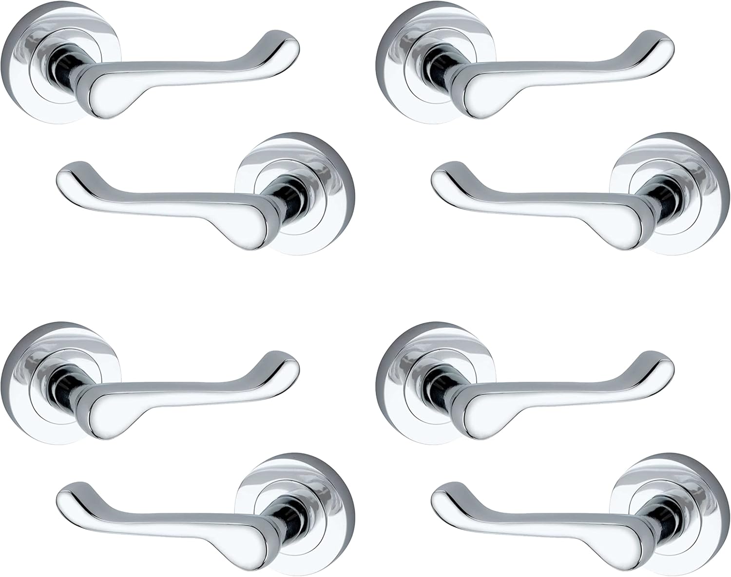 Allen & Alvan A&A Door Handle, Lever on Round Rose, Internal Door Handle, Gleaming Design