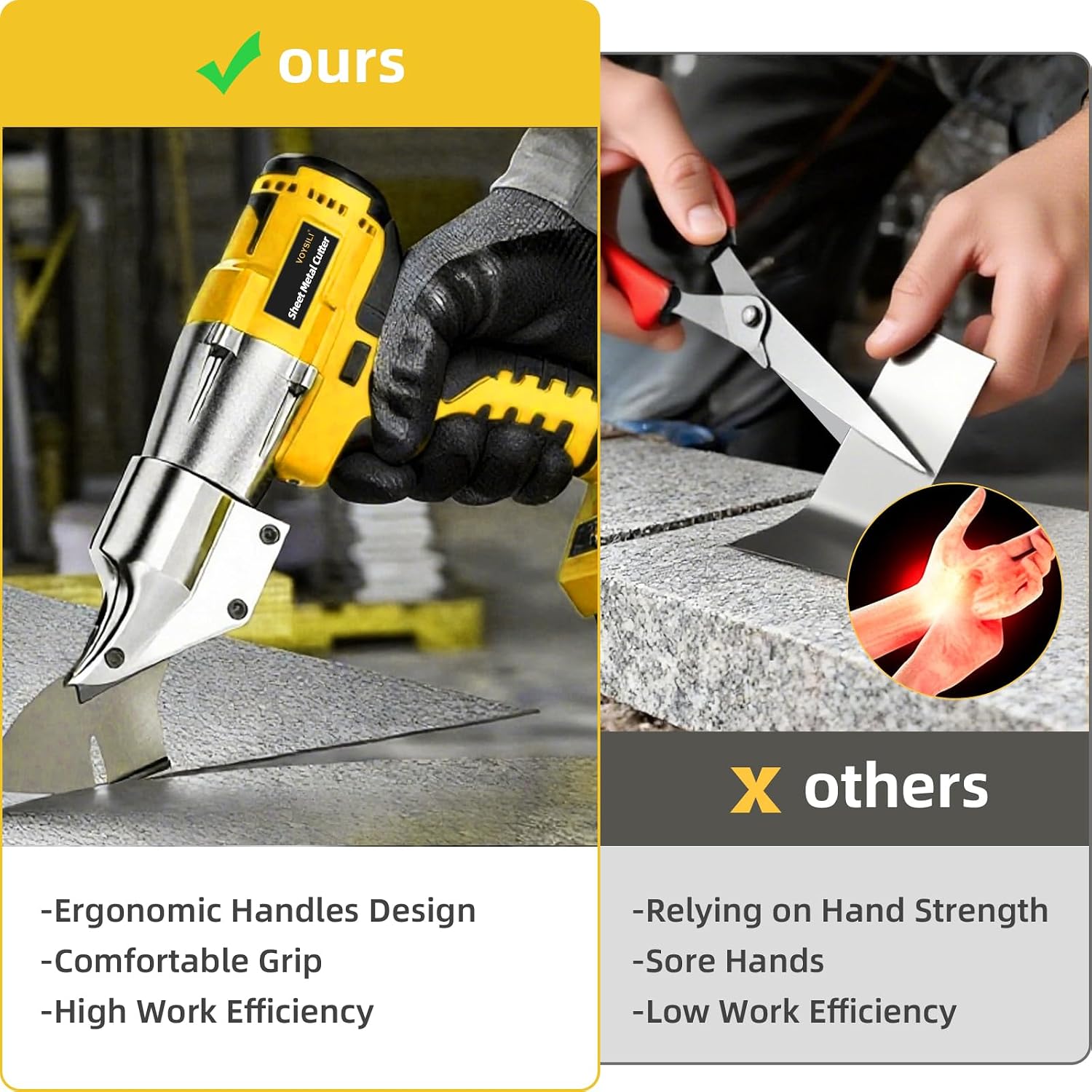 Cordless Electric Metal Cutter, Compatible with DeWalt Max 21V Battery Sheet Metal Cutter with Rotaiting Head, 221 Ft-Lbs Torque Metal Shears for Cutting Stainless Sheet, Iron(Battery Not Included)