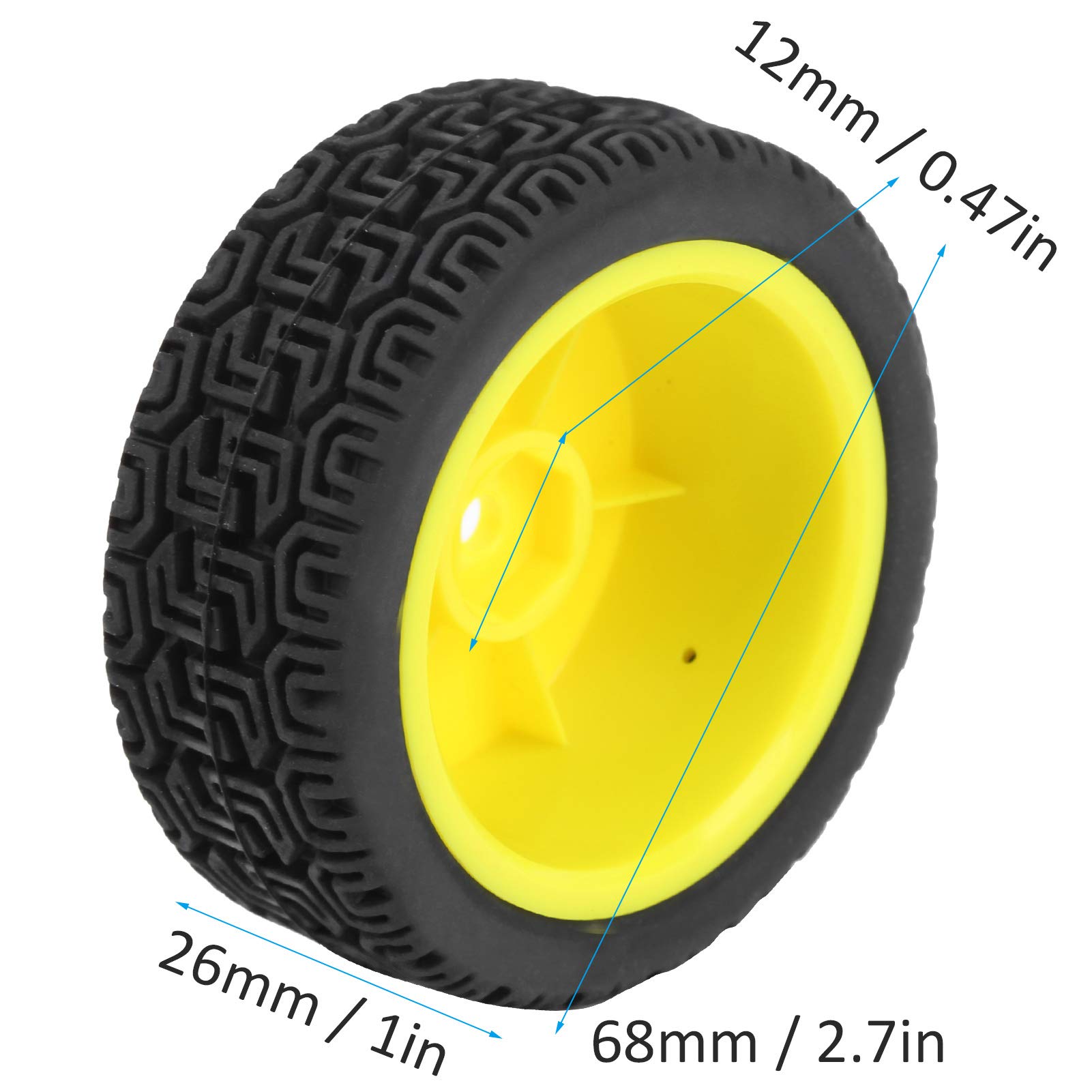 VGEBY 4Pcs RC Vehicle Tire,1/10 RC Car Flat Colored Tyre Wheels Replacement Accessory Compatible with HPI High Speed RC Car (Yellow) Model Car Accessories