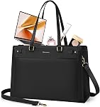 RAINSMORE Sacs pour ordinateur portable pour femmes 15.6 1 cm PU Sac en cuir de travail de fourre-tout pour femmes Sac informatique Etanche mallette Professional