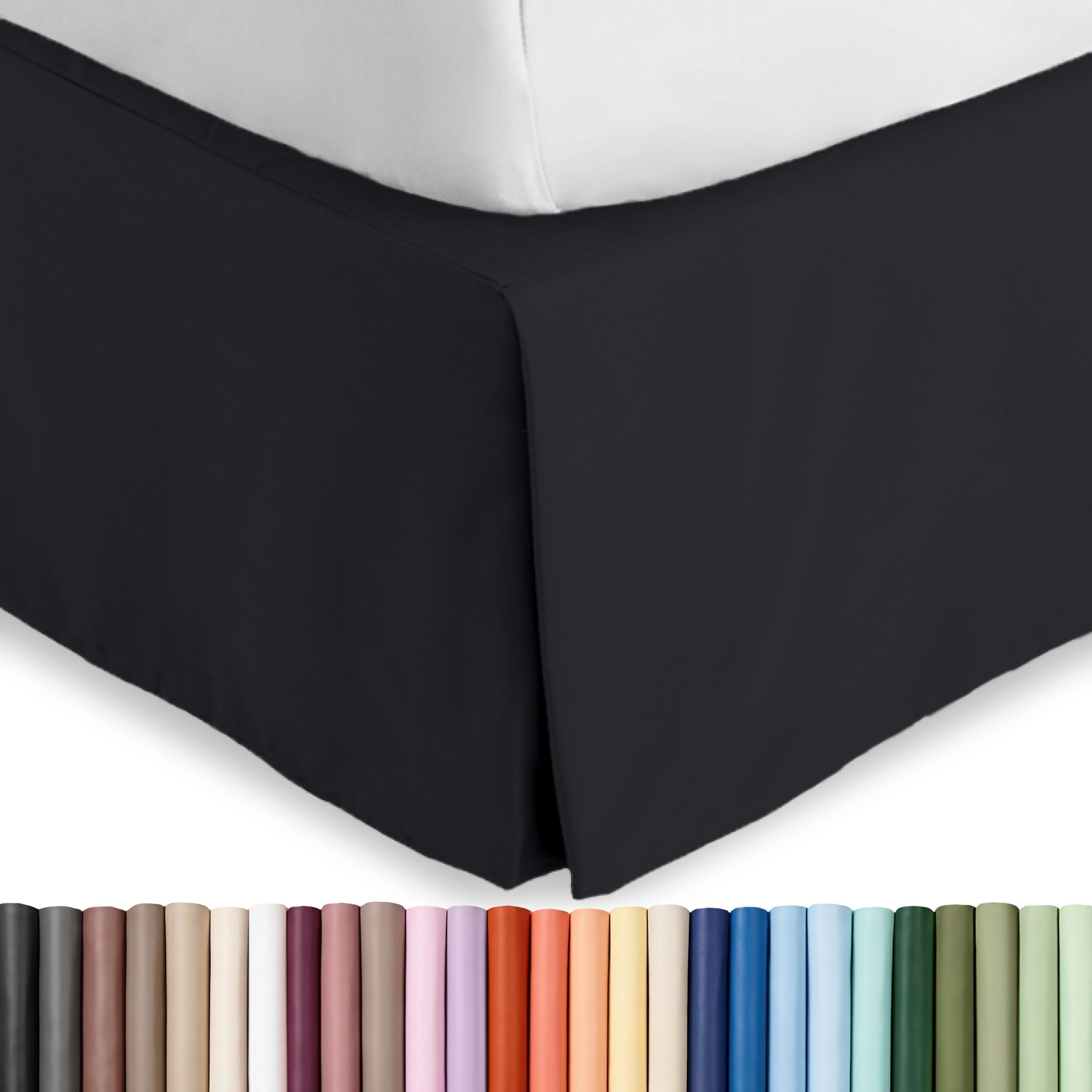 Bare Home Bed Skirt 15-Inch Drop 1800 Ultra-Soft (King, Black)