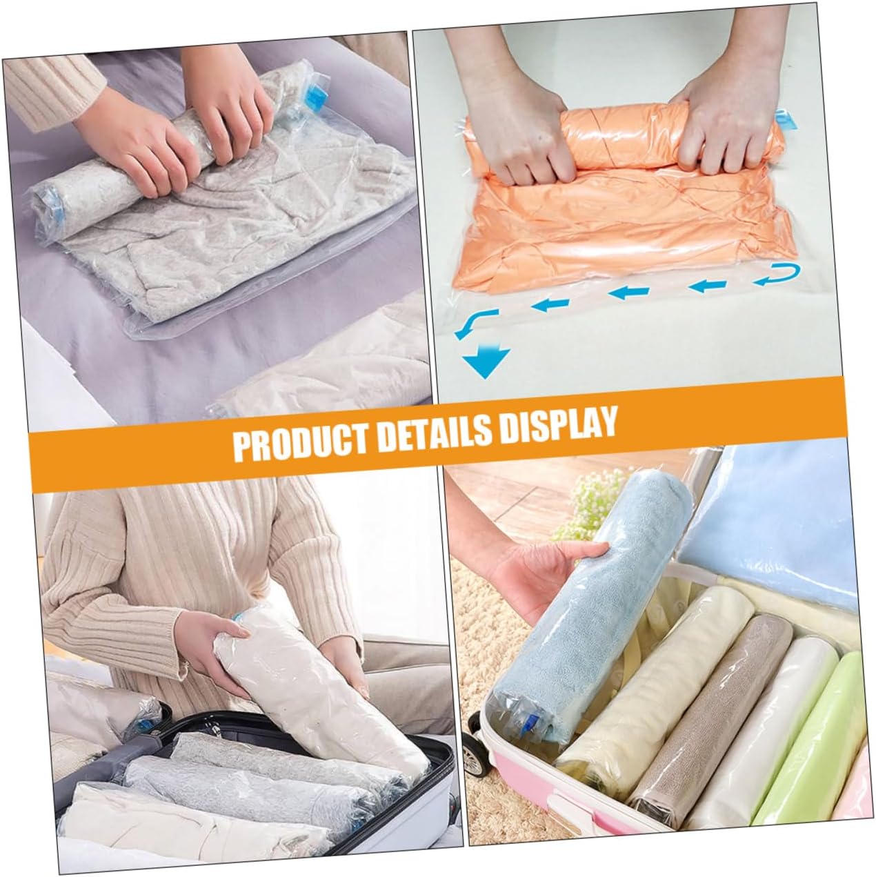 Cabilock 10pcs Compression Travel Bags Space Saving Vacuum Storage Bags for Clothes Bedding and More Design Maximize Storage Space Material