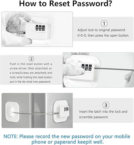 Miniatura 5 de Cerradura de refrigerador, cerradura de nevera resistente, cerradura de combinación para armarios de refrigerador, cajones, bloqueo de seguridad,