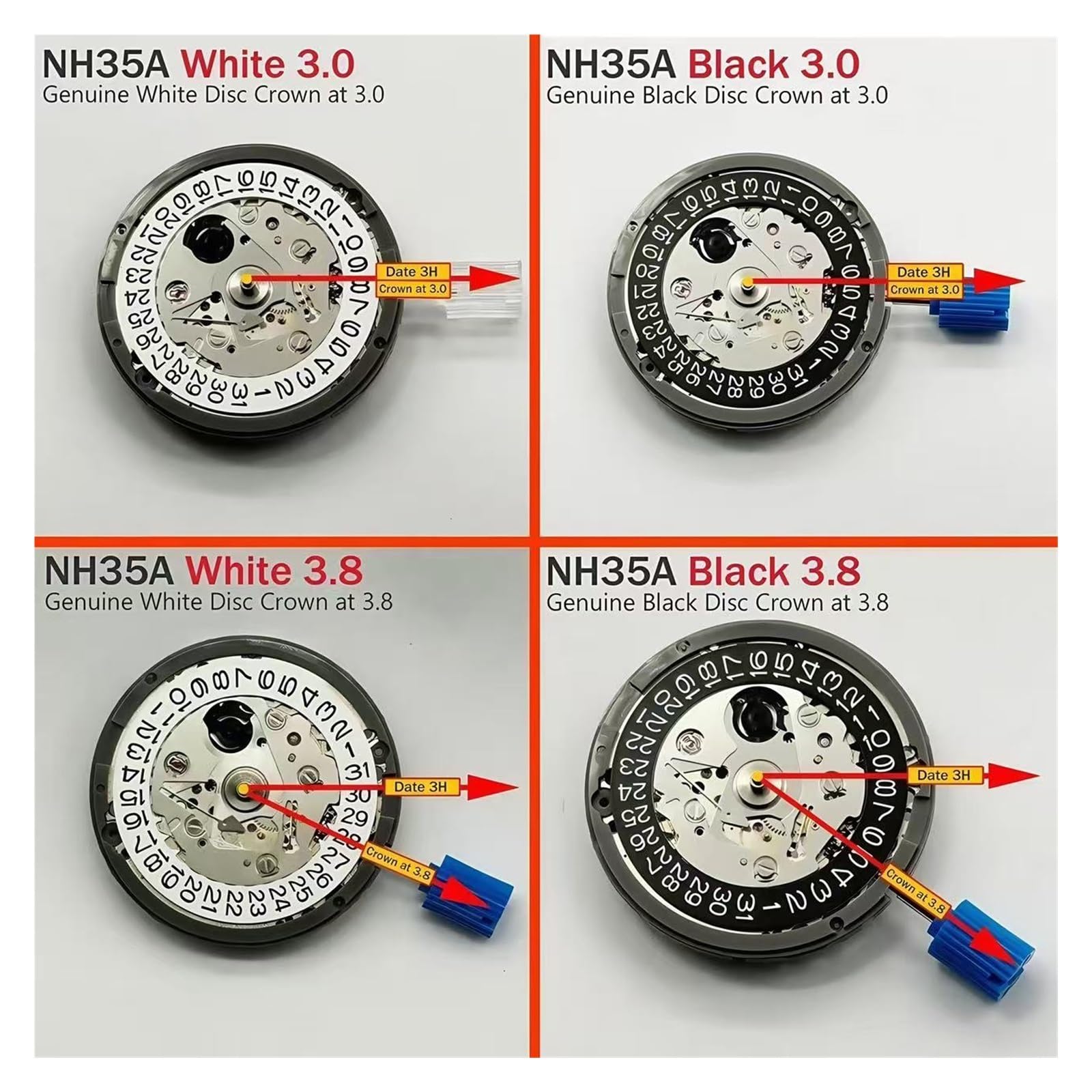 Amazon.co.jp: オリジナルNH35ムーブメント、クラウン3.8 3 6 NH35A 