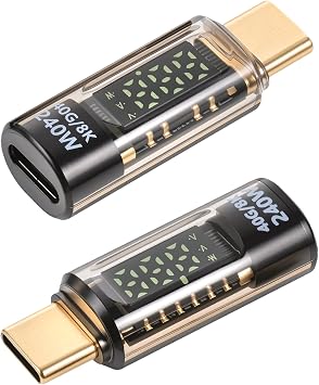 2 Pack 240w USB C Power Meter Tester with Digital Display, Voltage CurrentPower LED Display, PD USB-C Male to Female Connector for USB-C Cables/Devices