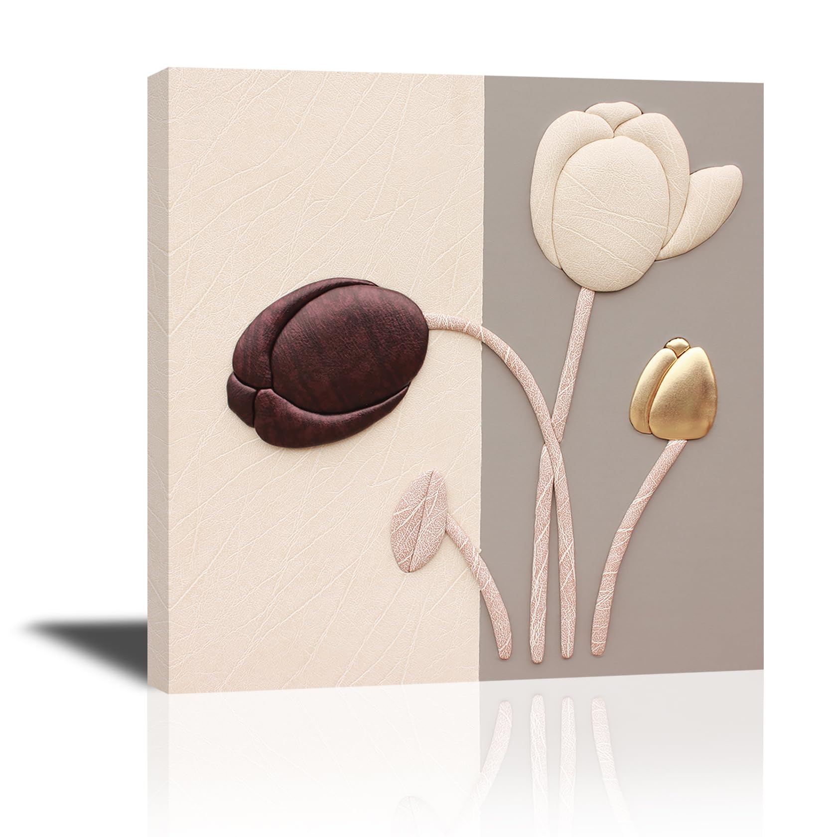 Piy Painting Cuadros Modernos de Tulipán, Cuadro en Lienzo Tulipanes Elegantes, Impresión de Lienzos, Cuadros de Flores, Cuadros Decoracion para Pasillo Comedor 1X 30x30cm, con Marco Interno