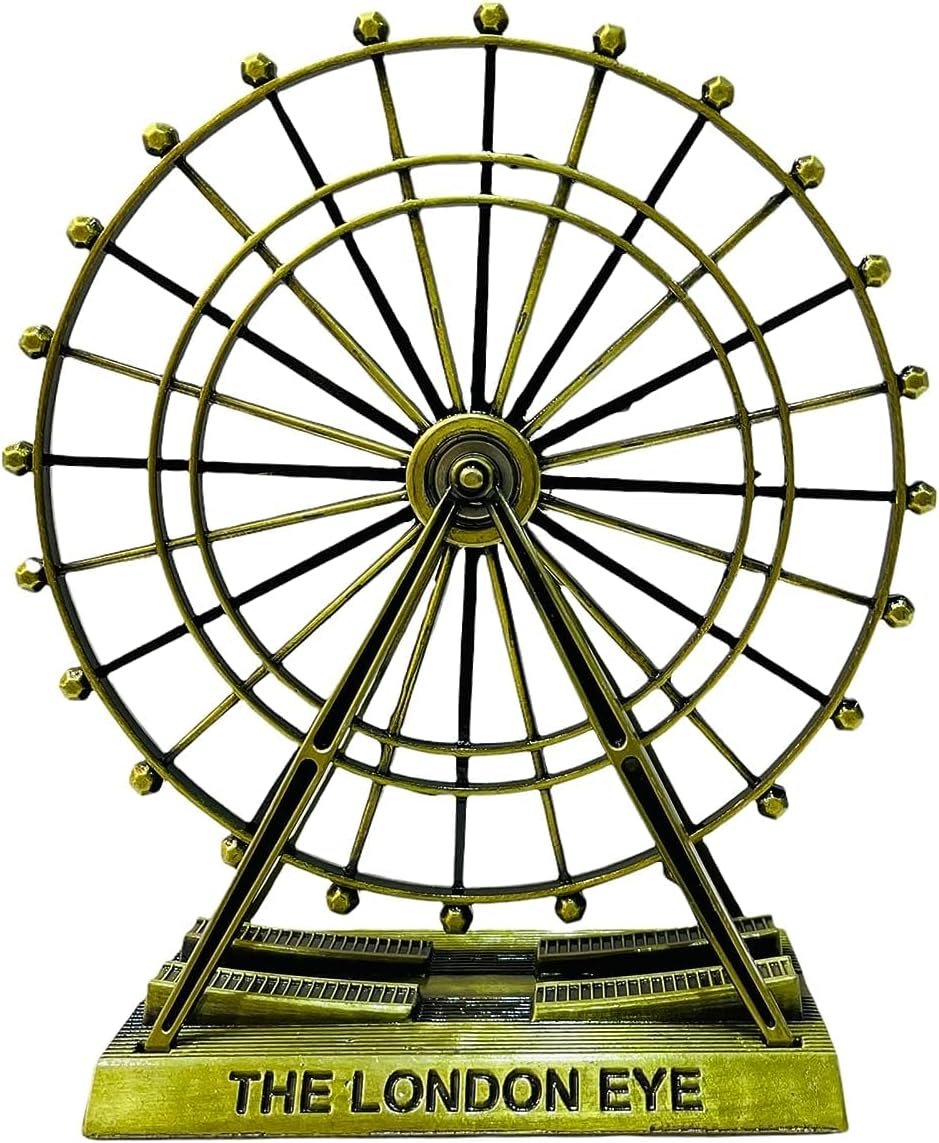 The London Eye Ornament Vintage Home Decor Nordic Style ROTATABLE Metal Ferris Wheel Figurine for Office and Home Decor