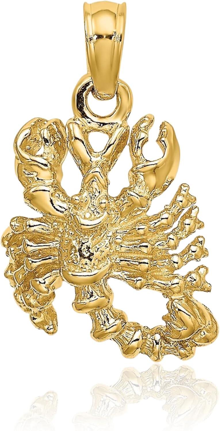 IceCarats 10K Solid Yellow Gold Small Scorpio Zodiac Pendant Necklace 17.5mm 0.7 inch 3d Sculpted, Polished, Textured For Her
