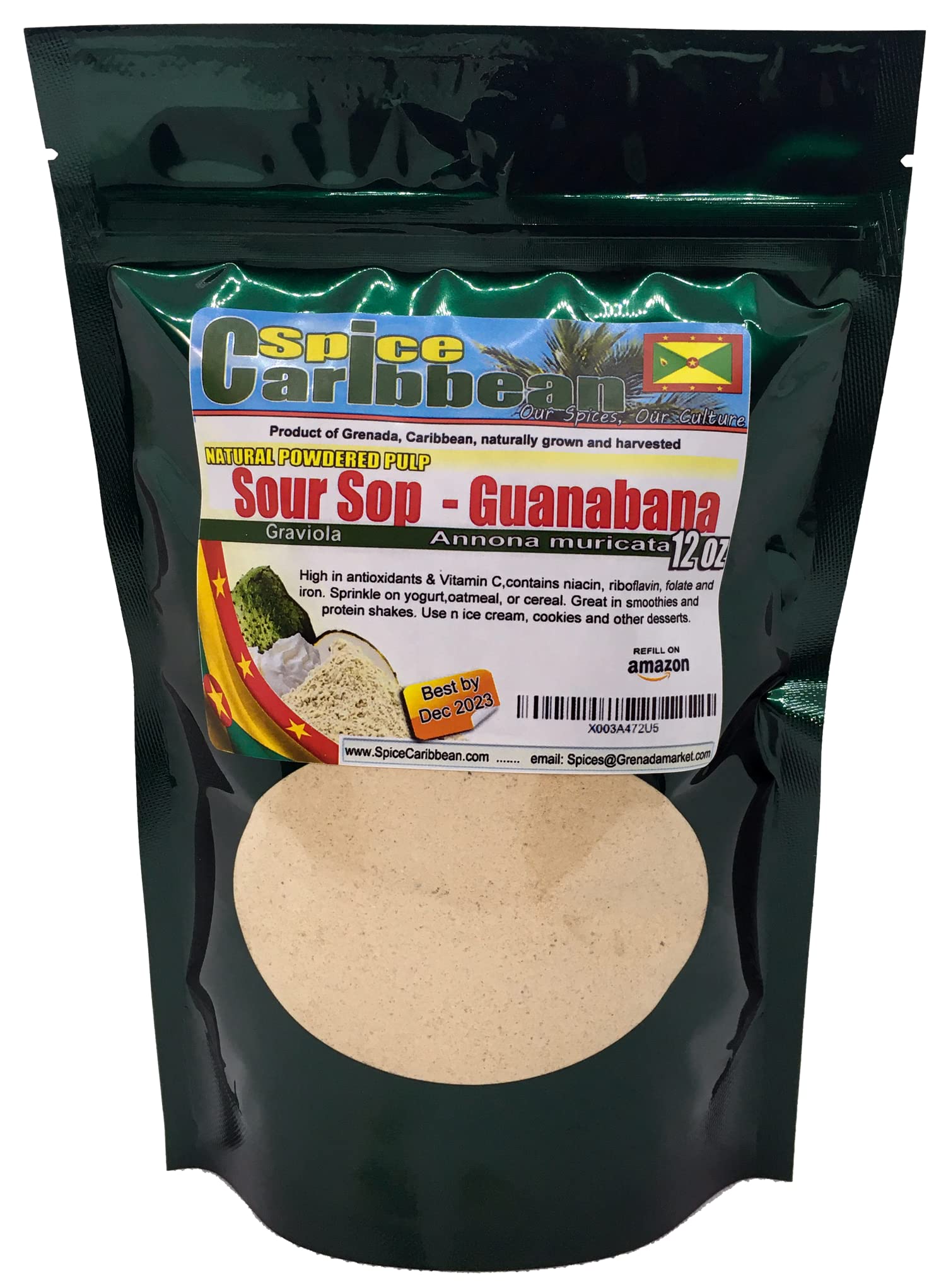 Sour Sop Fruit Powder (Organic, 12oz) - Product of Grenada,