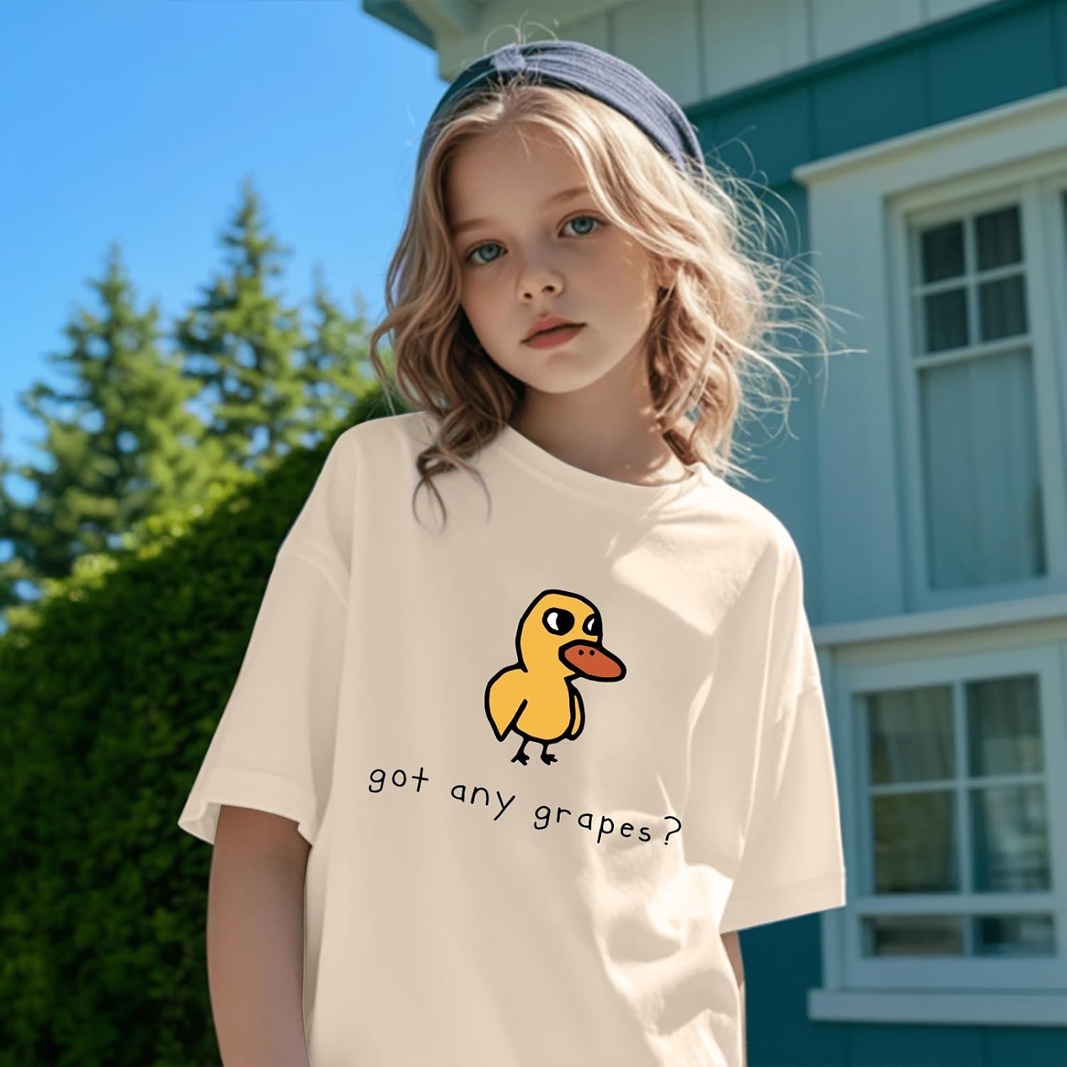 BeWithYou Oversized Cute Duck Shirts for Teens Girls Kawaii Cartoon Graphic Tees Funny Letter Print T-Shirts Casual Tops image 5