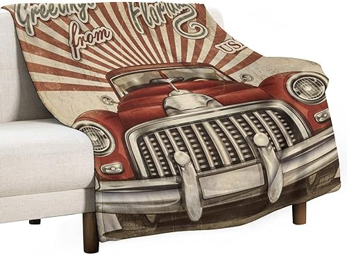 Miniatura 77 de Manta clásica retro para automóvil, diseño clásico de automóvil clásico americano, diseño de motocicleta, manta de franela súper suave para cama y