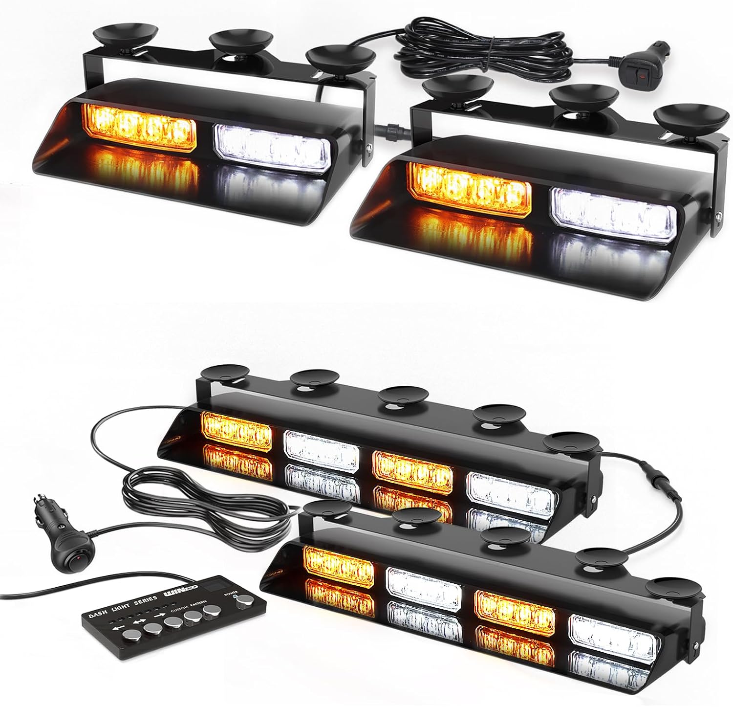WINECO Amber White 2 in 1 Emergency Dash Strobe Lights