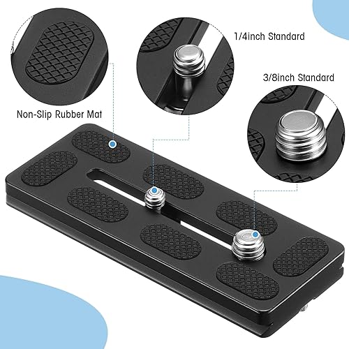 Vista 37 de Frienda 2 piezas de placa de liberación rápida de metal con tornillo de cámara de 1/4 a 20 placa de montaje de trípode se adapta estándar para Negro