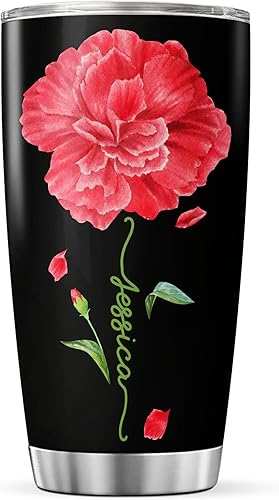 Vista 69 de CUBICER Vaso personalizado con aislamiento de lirio con tapa, nombre personalizado, regalos de Navidad para mujeres, amantes de las flores, vasos