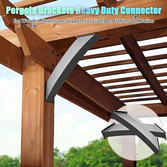 Soporte de Ángulo de 45° para Vigas, Kit de Abrazadera Reforzada para Madera, Soporte para Pergolas, Gazebos y Porches (4 piezas) miniatura 6