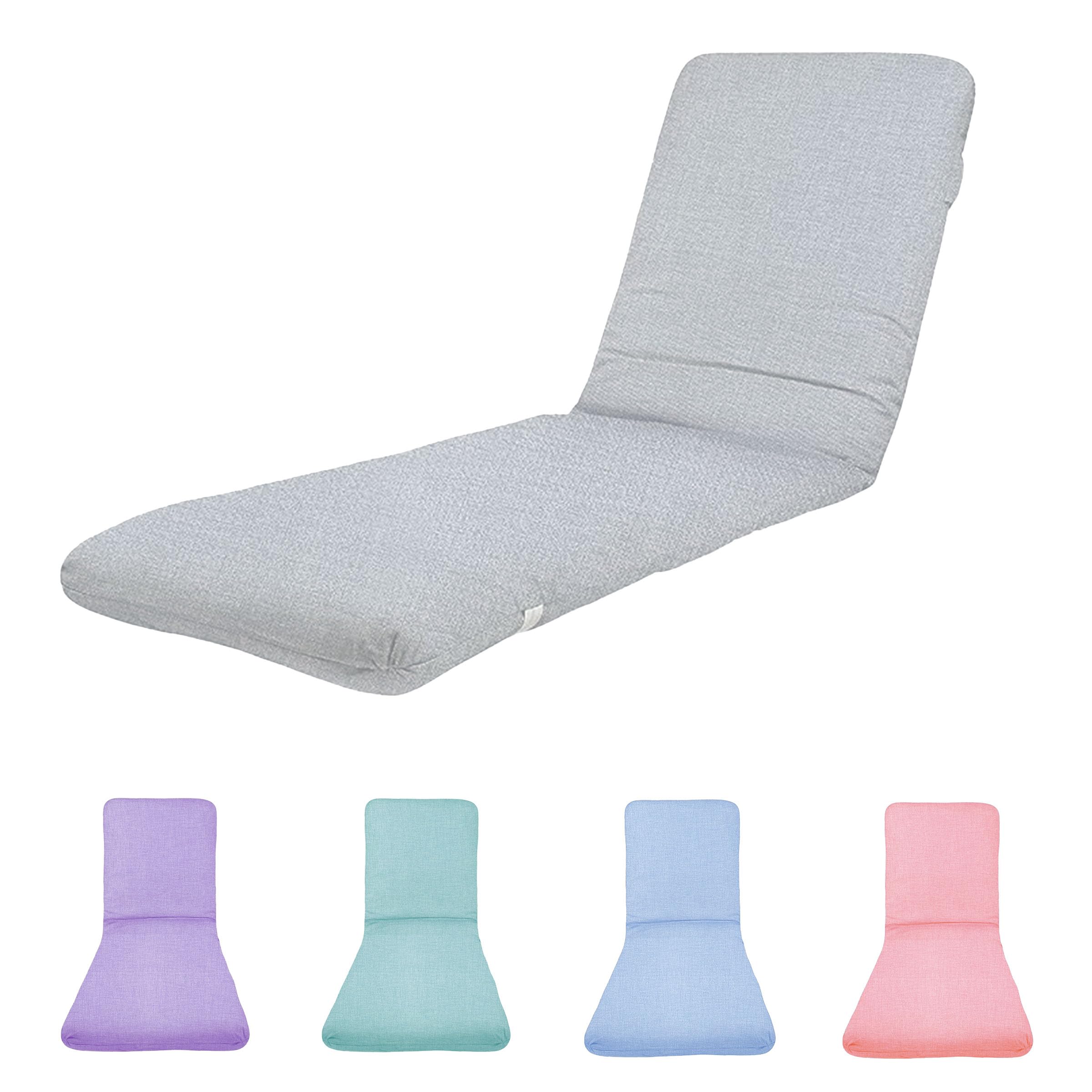 TIENDA EURASIA - Cojin Tumbona Exterior | Colchoneta Tumbona Jardin | Medida 120-180x50x6 cm | Colores Pastel | Funda de Tela Lavable | Relleno de Fibra Acolchada (Gris, 120 x 50 cm)