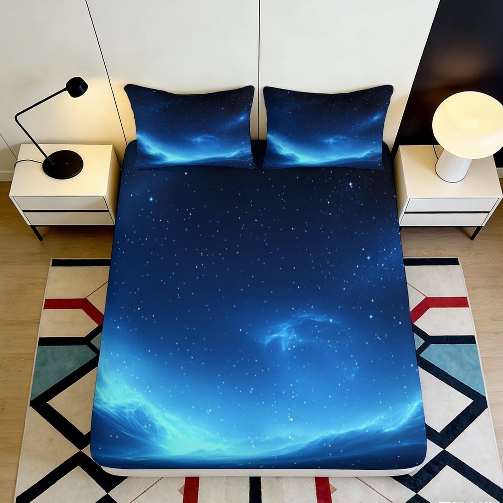 Pnayamiorkfel Style-9 3D Printed Galaxy Starry Sky Fitted Sheet Microfiber Breathable Cosmic Nebula Mattress Cover For Bedroom Decor 90X200x25cm