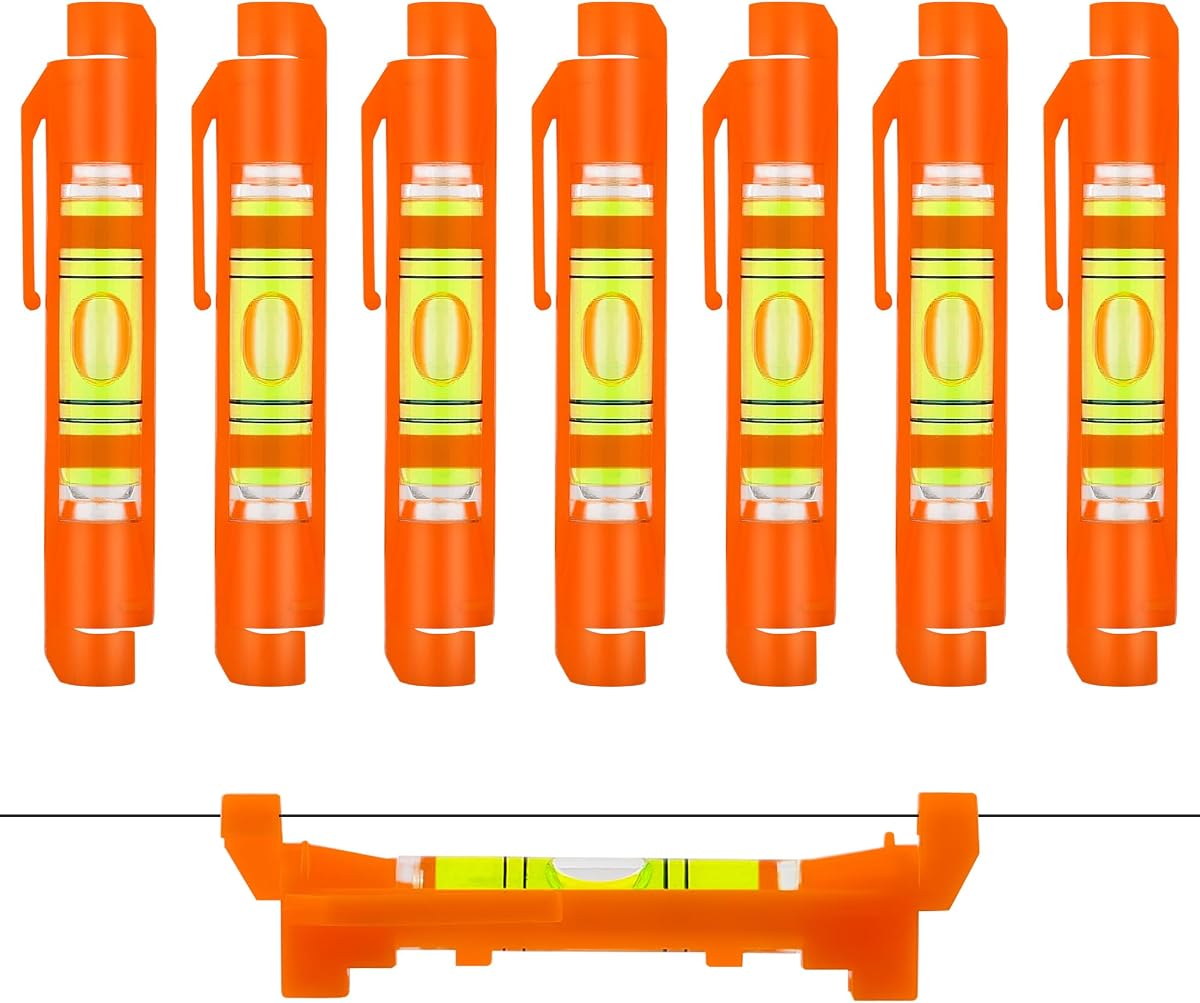 8 Pcs Hanging Bubble Line String Level Tools, Mini Spirit Line Level for Building Trades Bricklaying Tiling Engineering Surveying Metalworking and Measuring - Orange