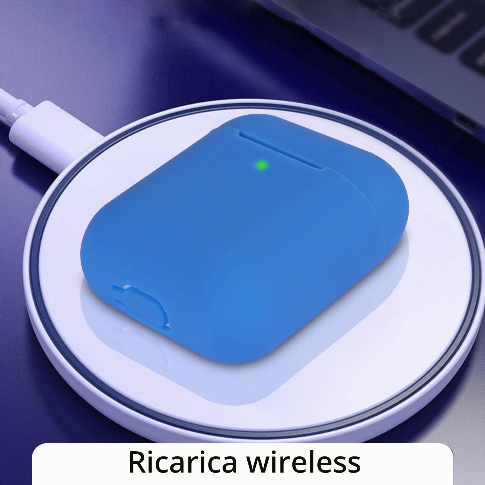 KOKOKA Custodia In Silicone Per AirPods 2 E 1 – Blu Notte, LED Visibile, Ricarica Wireless - 5