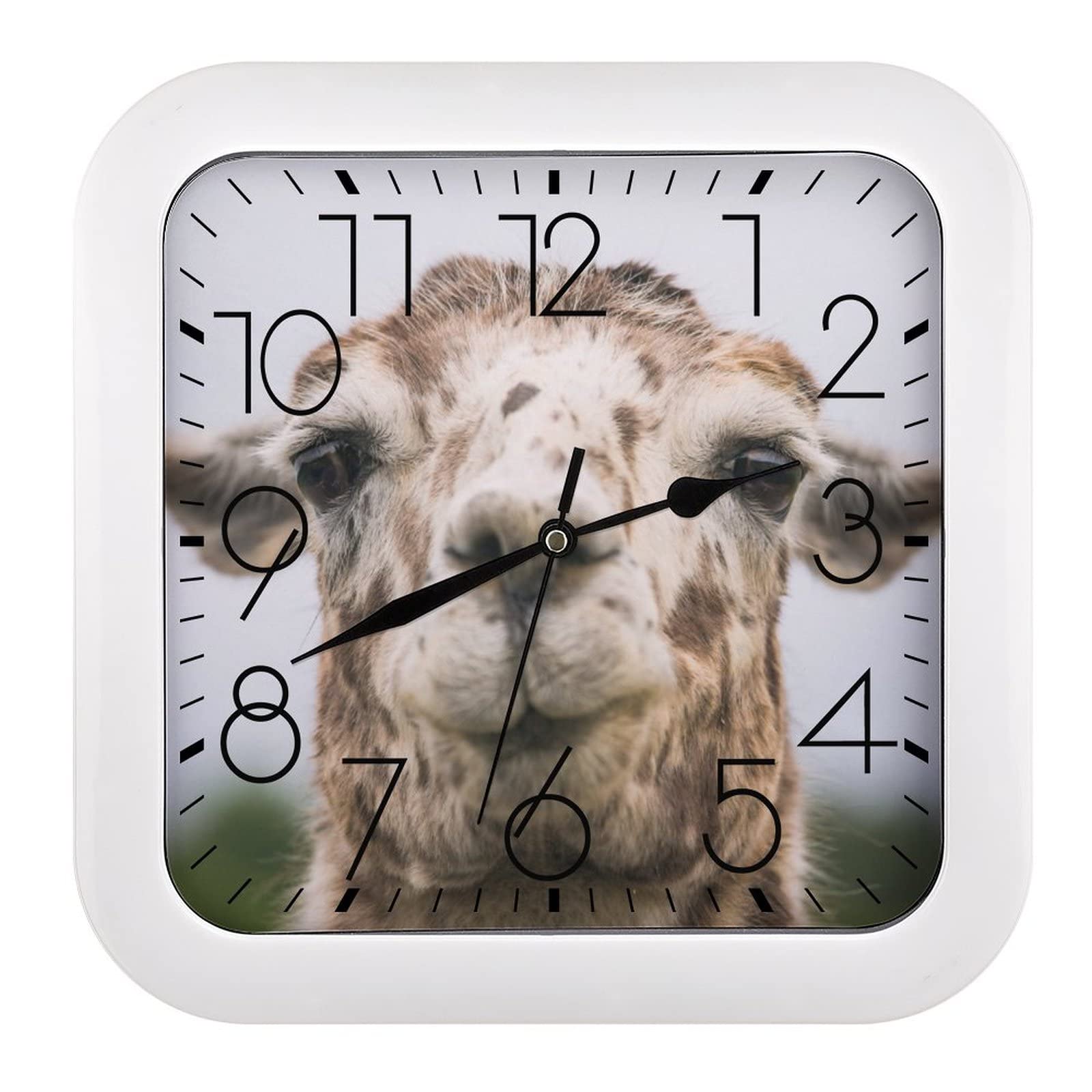 Horloge murale alpaga carrée 26x26cm à grands chiffres pour décoration de salon