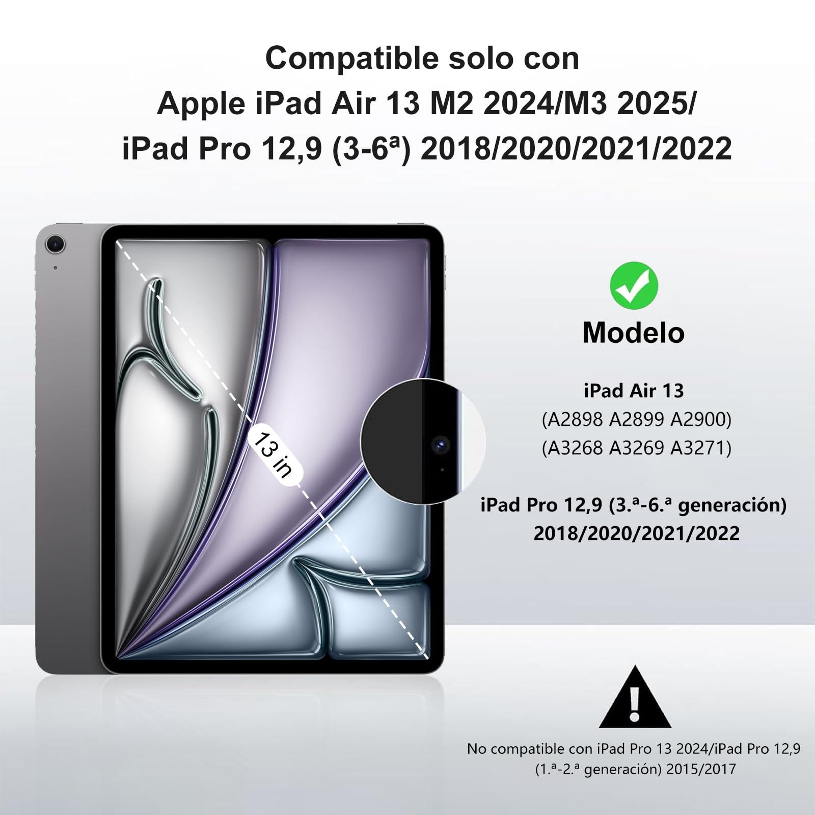IVEOPPE Funda Teclado para iPad Air 13 M4 2026/M3 2025/M2 2024 13 Pulgadas