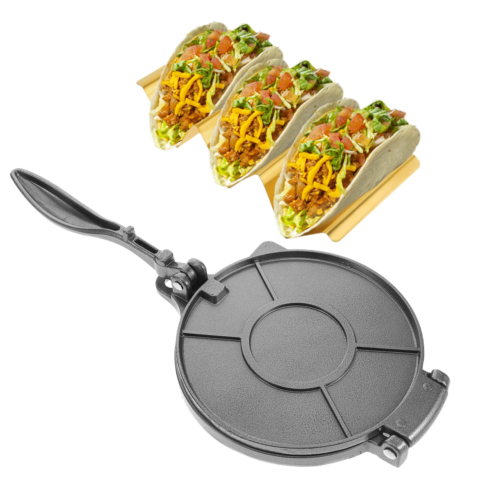 Cabilock Tortillapresse Klappbare Struktur 16,5cm aus Aluminiumlegierung Schwarz für Küche und Teig für Tortilla und Mehltortilla