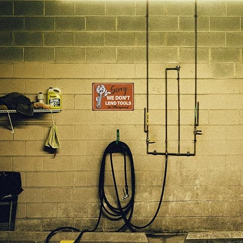 Miniatura 6 de Letreros de metal vintage de 8 x 12 pulgadas, letrero de metal con texto en inglés "We Don't Lend Tools" (We Don't Lend Tools), póster retro,