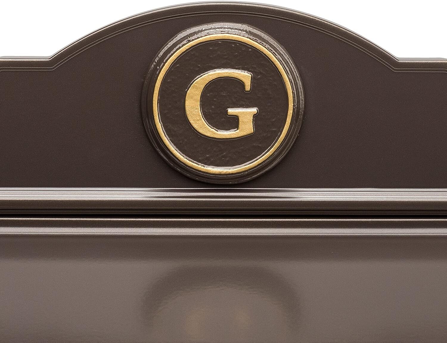 Whitehall Custom Wall Mount Mailbox Package - Mail Box, House Number Address Plaque and Monogram, Sand Cast Aluminum, Classic Design Bronze Personalized in Goldtone