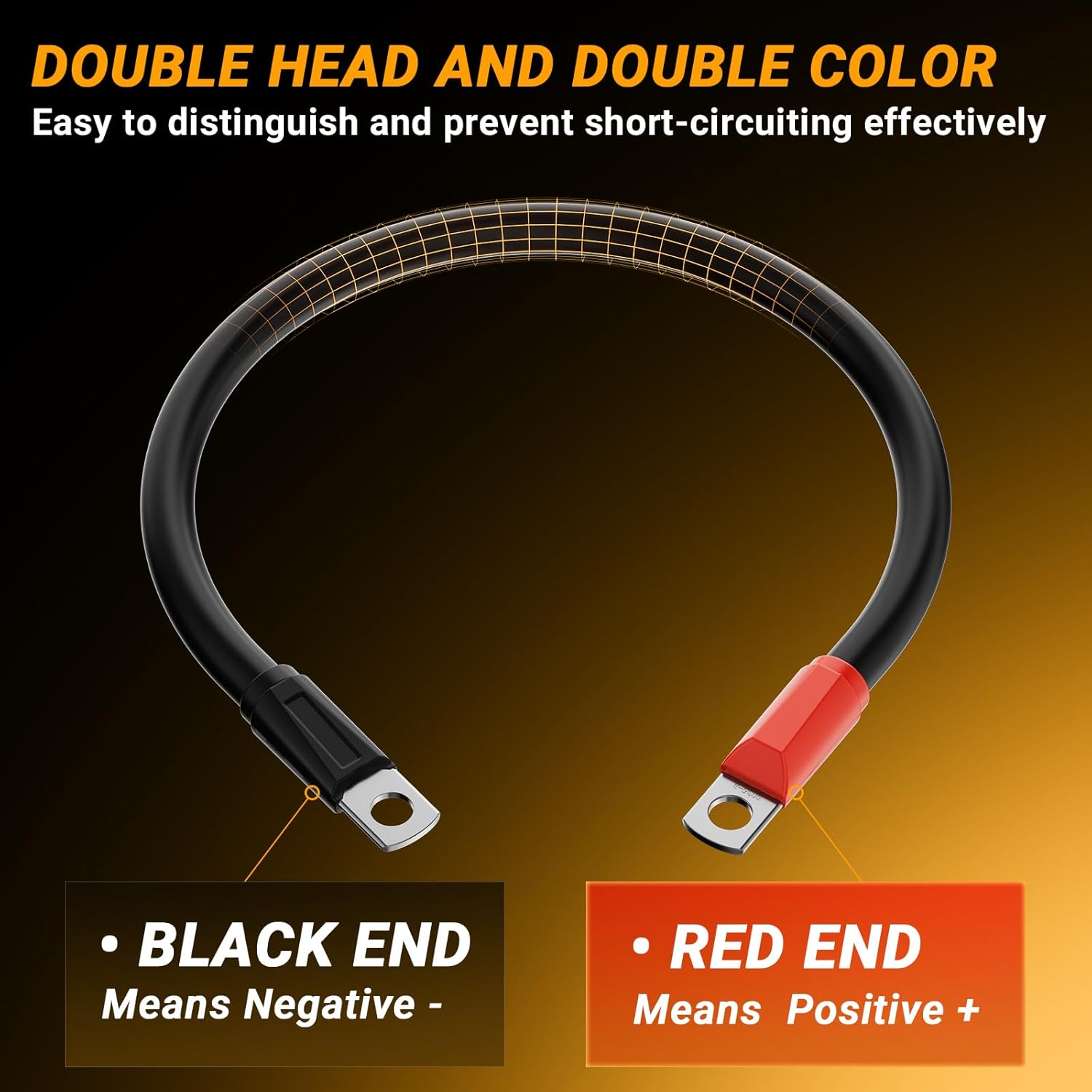 Golf Cart Battery Cables Power Wiring Kit, 2 Gauge Battery Cable for EZGO RXV Golf Carts