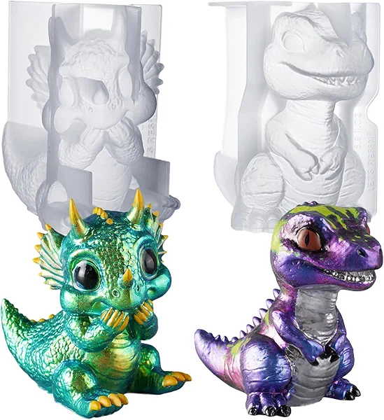 LET’S Resin Dinosaur Resin Molds Silicone,Large Dinosaur Figurine Epoxy Resin Molds,Lifelike Tyrannosaurus Rex and Triceratops Animal Silicone Molds for Resina Art, Gifts, Home Decor