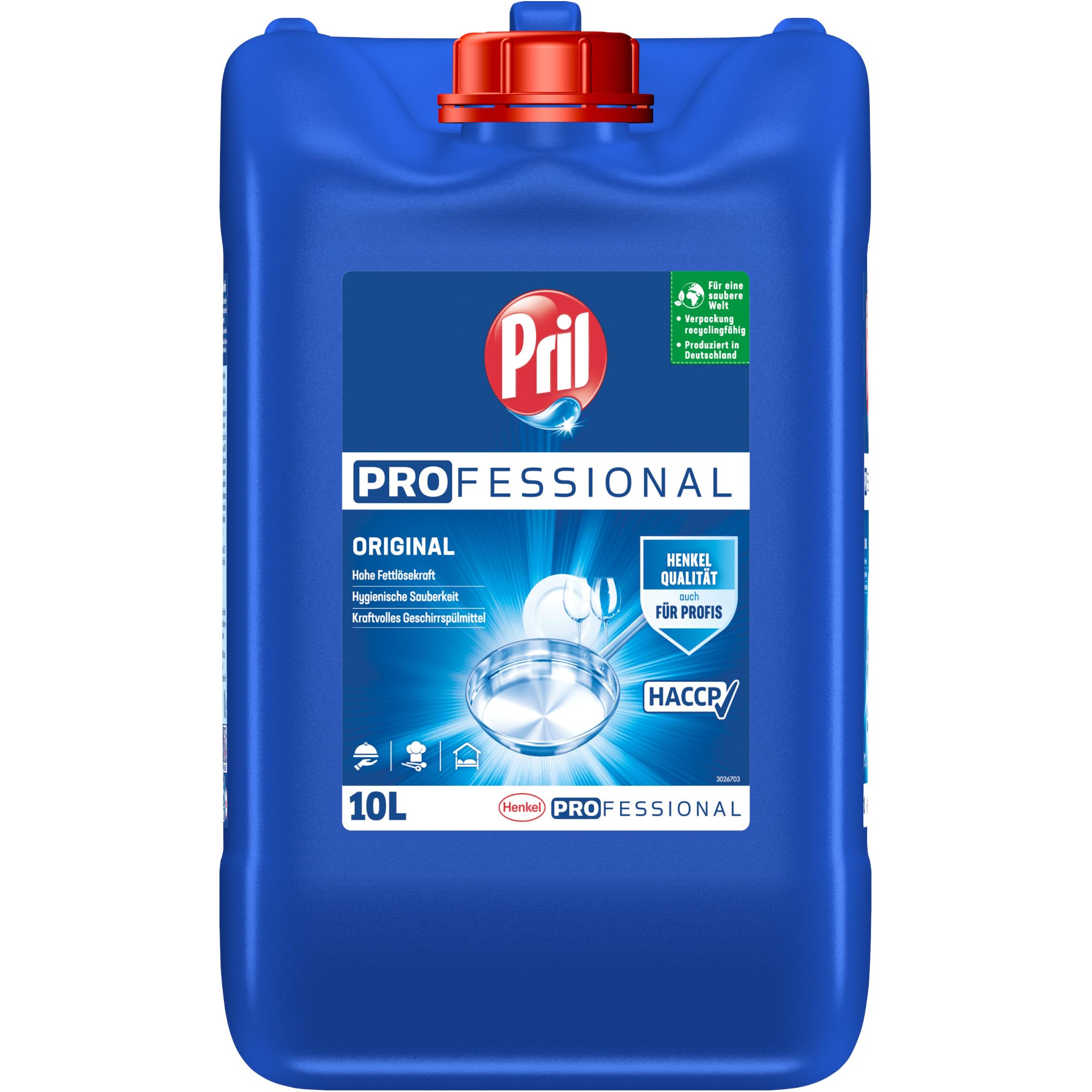 Pril Professional Original Liquide vaisselle à main 10 l – Liquide vaisselle professionnel avec fort pouvoir dégraissant – Pour la restauration et le commerce – Conforme HACCP