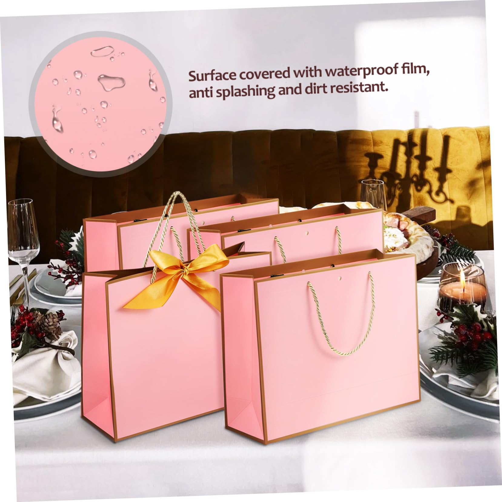 OUNONA 10pezzi Sacchetto Regalo Di Carta Fiocco Borsa Regalo Manici Sacchetto Di Carta Per Bomboniere Robusto Per Piccoli Regali Dettaglio