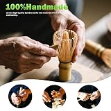 Matcha 7-częściowy zestaw do herbaty matcha, z miską do matchy z lejkiem i bambusowymi Chasami (100+ końcówek), uchwytem, łyżką, sitkiem, chusteczką, kompletny zestaw startowy ceremonialny
