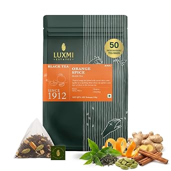 Luxmi Estates Orange Spice Darjeeling Black Tea for Caffeinated Morning Boost Natural Energy | 50 Biodegradable Teabags 50 cups