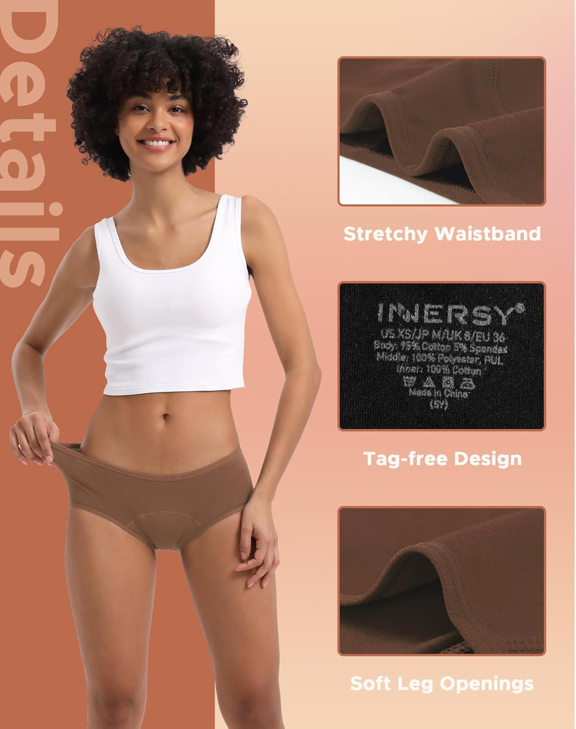 INNERSY Women's Period Underwear Hipster Postpartum Leakproof Protective Menstrual Panties Multipack - Image 4