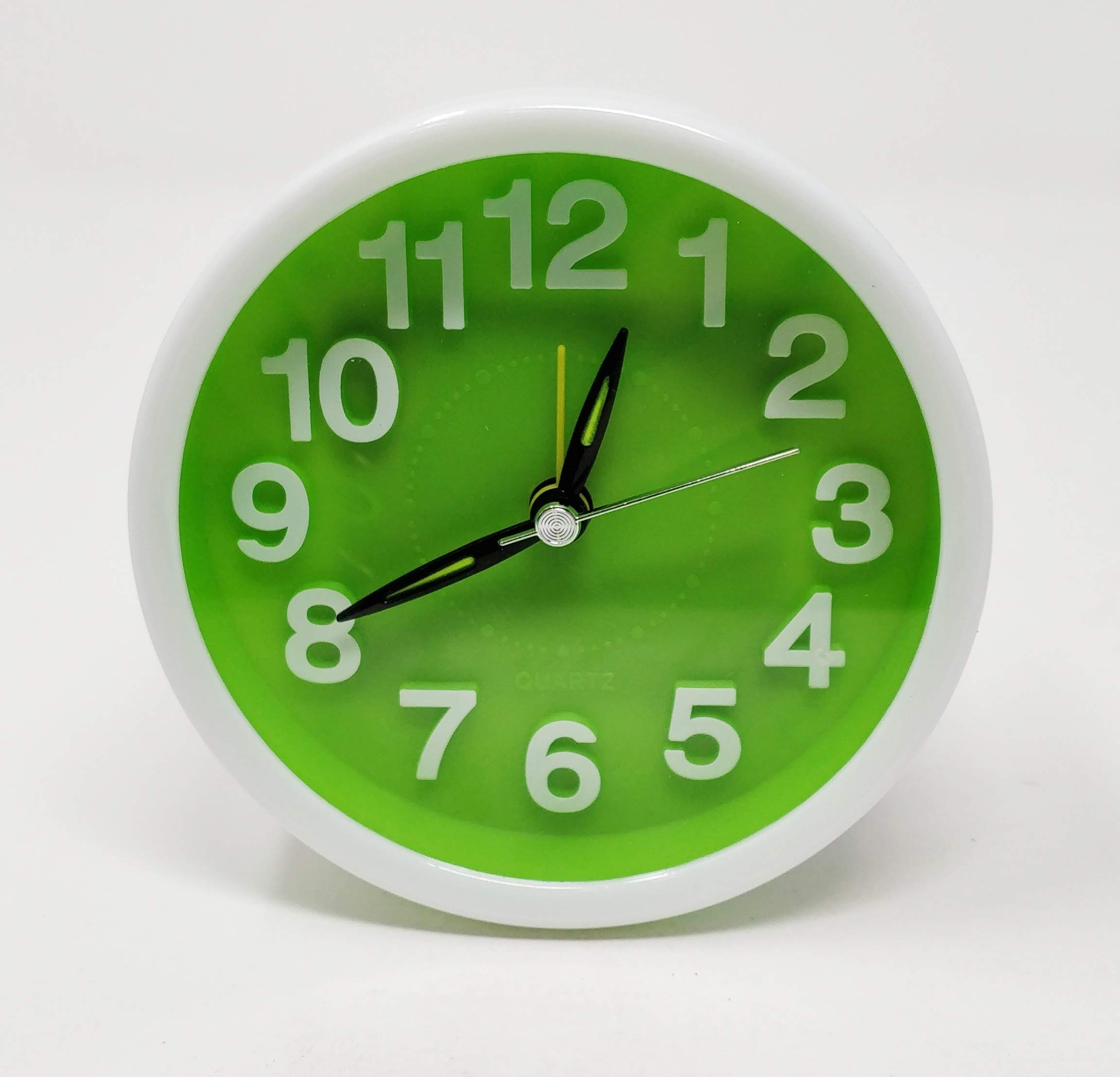 JRose Collections Round Alarm Travel Clock, Analog Quartz, Big Numbers for Easy Reading (JR-1331) (Green)