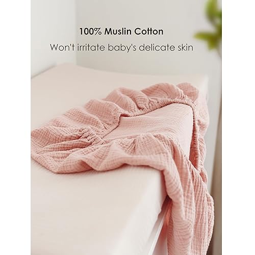 Miniatura 2 de Funda para cambiador para cambiador de pañales de muselina neutra de algodón suave para cambiador de pañales, sábanas para niñas y niños, paquete de