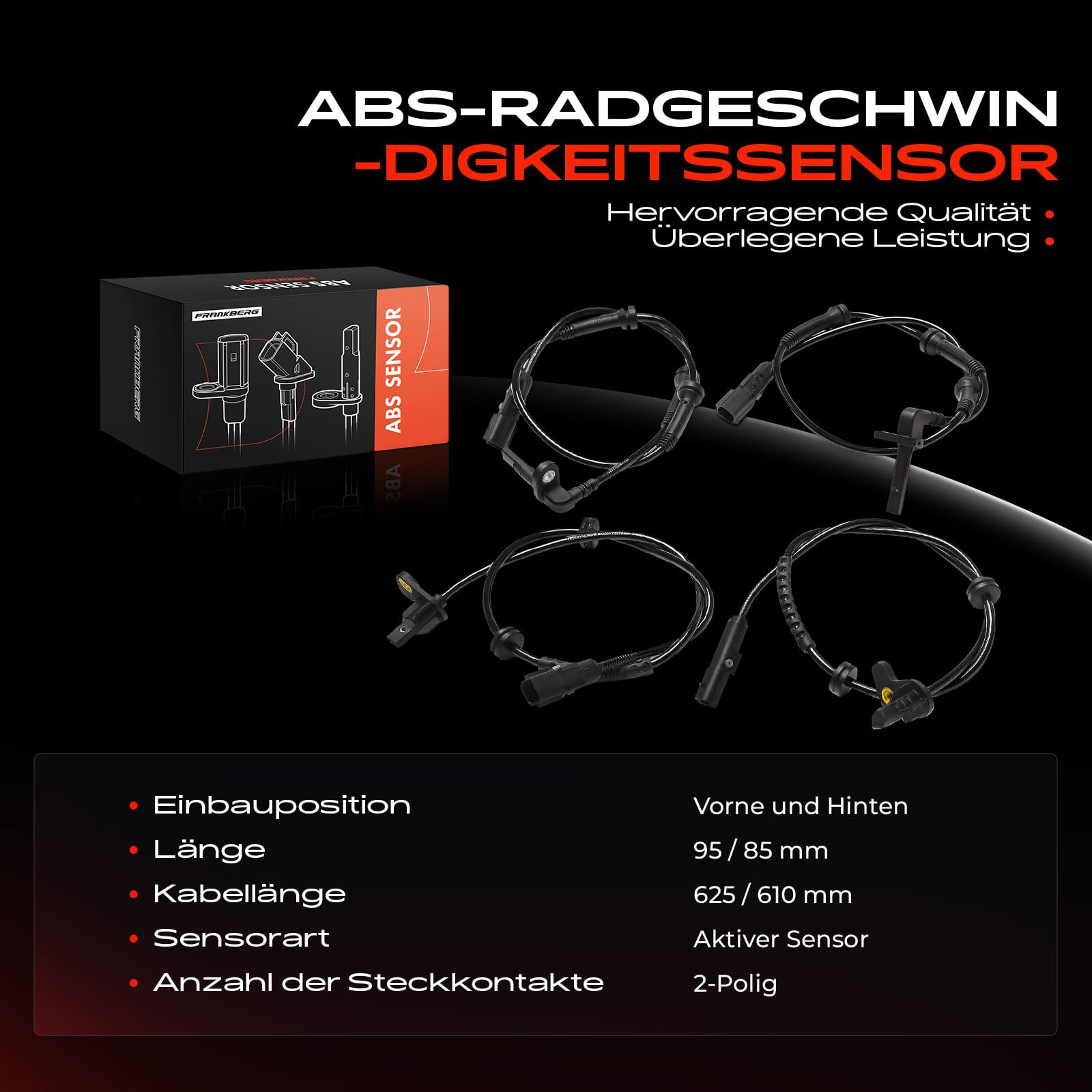 Frankberg 4 capteurs de vitesse ABS 2 broches 51573 31649