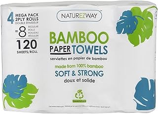 Naturezway Premium Quality Disposable Paper Towels [4 MEGA ROLLS] 120 Sheets Per Roll | Eco-Friendly & Hypoallergenic