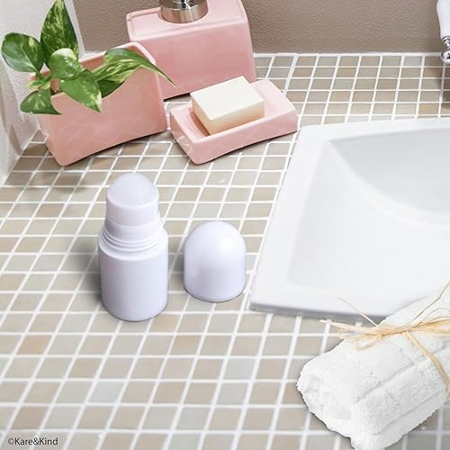 Miniatura 4 de Botellas desodorantes recargables roll-on (paquete de 6)  Vacías  1 oz (1.0 fl oz)  20 calcomanías para escribir  Tapa giratoria  Para desodorante