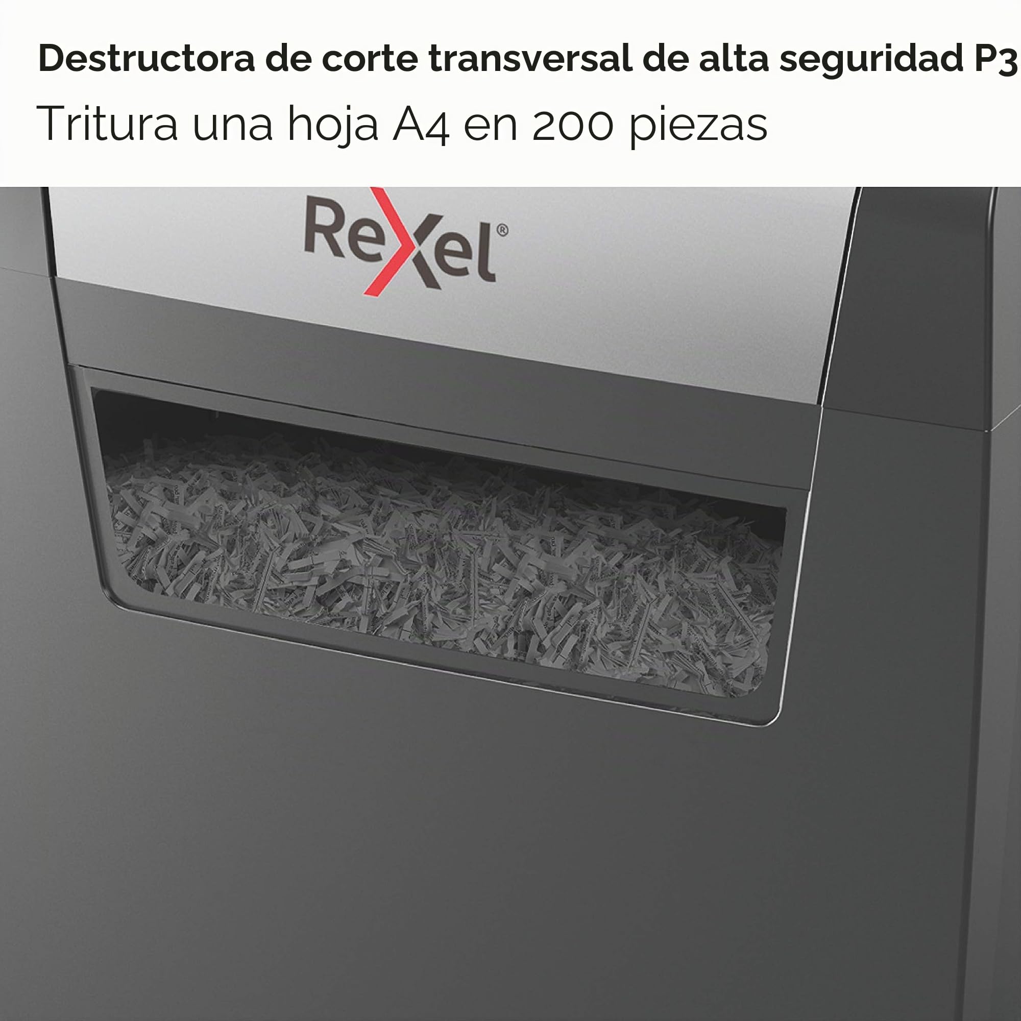 Rexel Momentum X308 - Trituradora de Papel de Corte Cruzado, tritura 9-8 Hojas (70-80 g/m²), contenedor de 15 litros, Resistente, Negro, 2104570