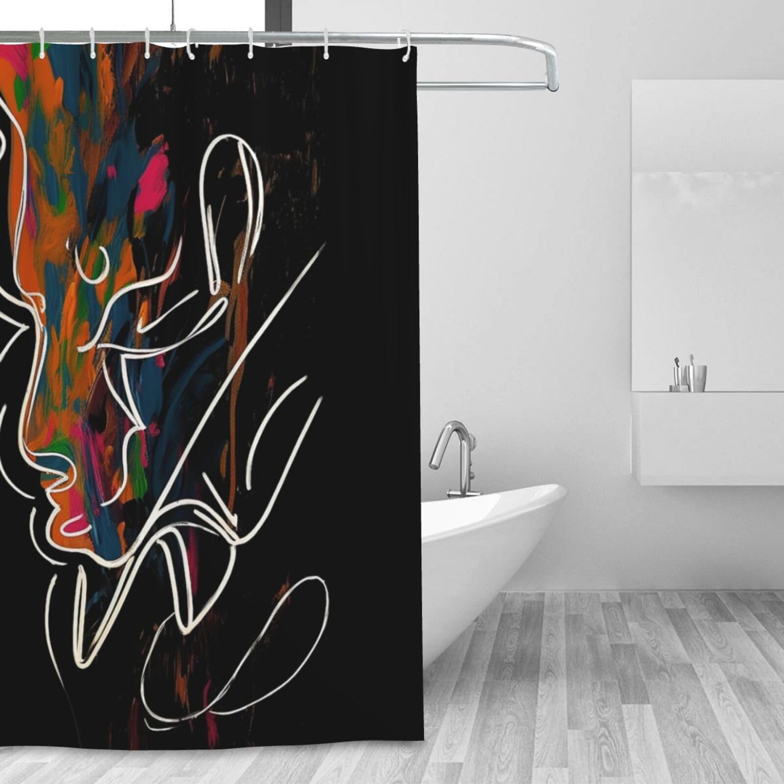 Rideau de douche moderne Love Art lavable pour une ambiance de salle de bain cocooning