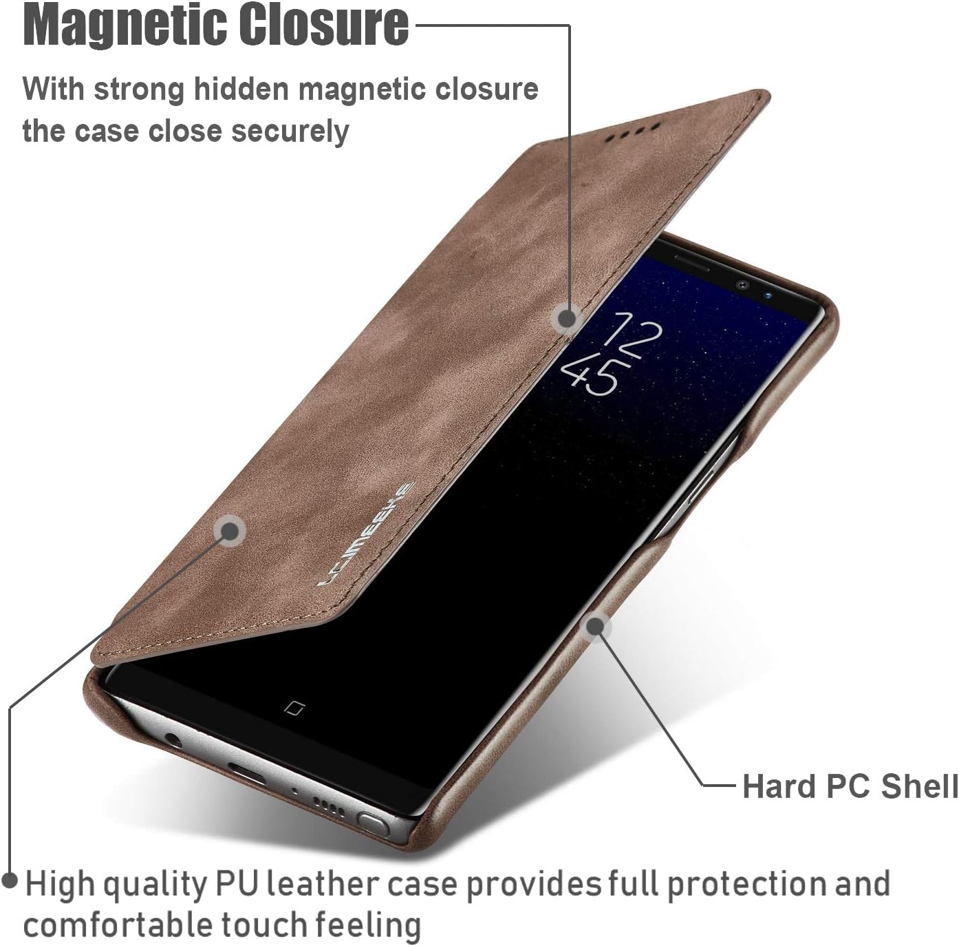 QLTYPRI Samsung Galaxy Note 9 Case Vintage Slim PU Leather Case with Credit Card Holder Kickstand Feature Classic Design Shockproof Protective Durable Wallet Case for Galaxy Note 9 - Dark Brown