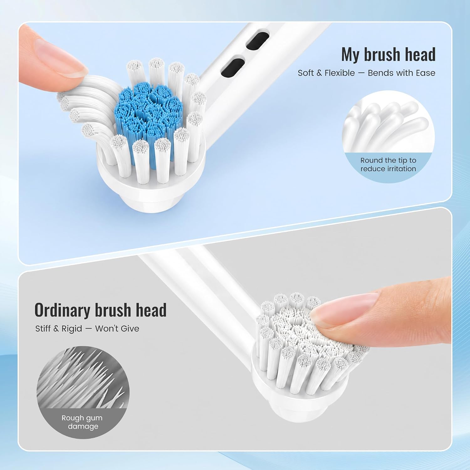 Soft Replacement Heads for Sensitive Gums, Compatible with Oral-B