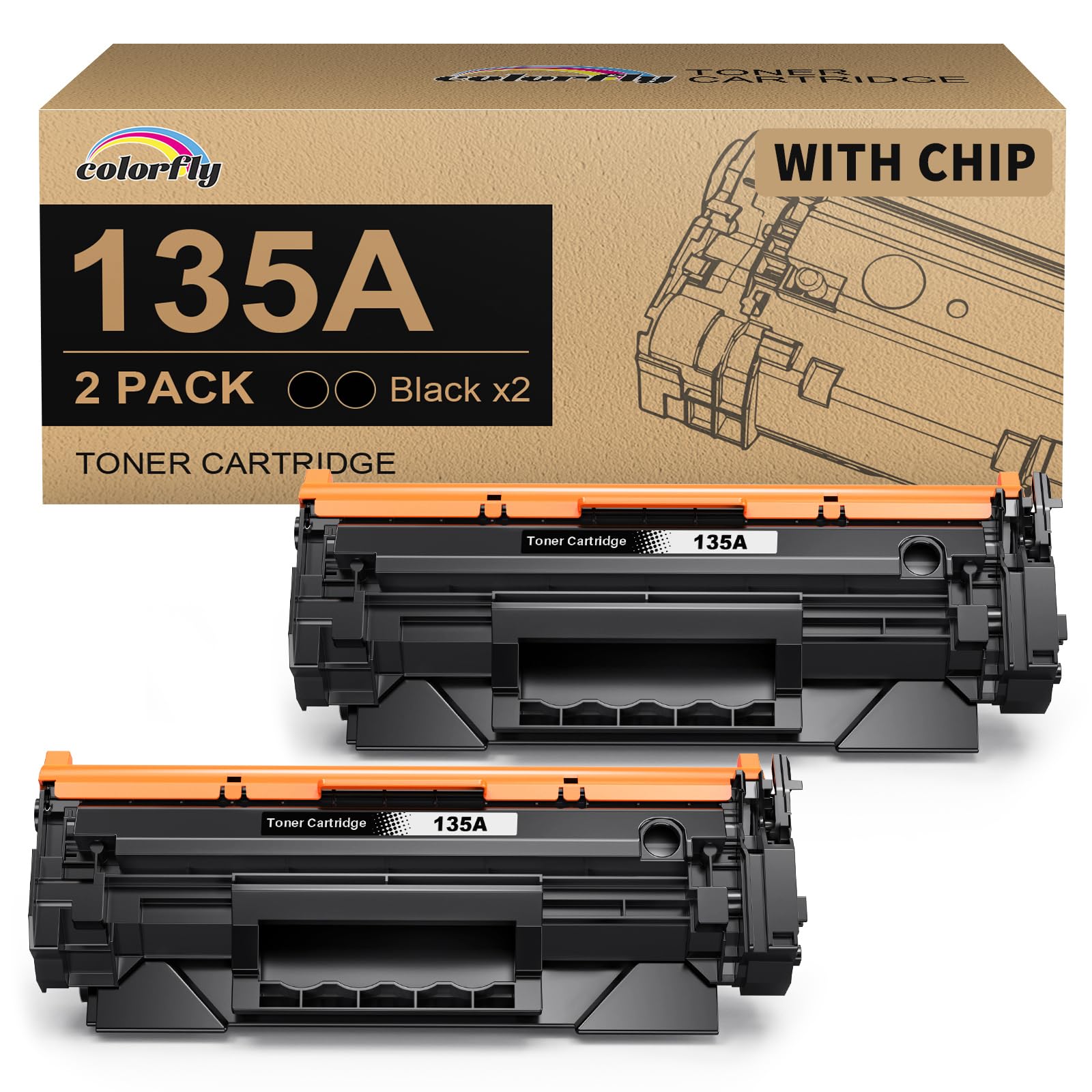 135A W1350A (con Chip) Compatibili per Toner 135A 135X W1350A W1350X Compatible per Toner HP Laserjet MFP m234sdw m234dw m234sdn ( Nero 2-Pack )