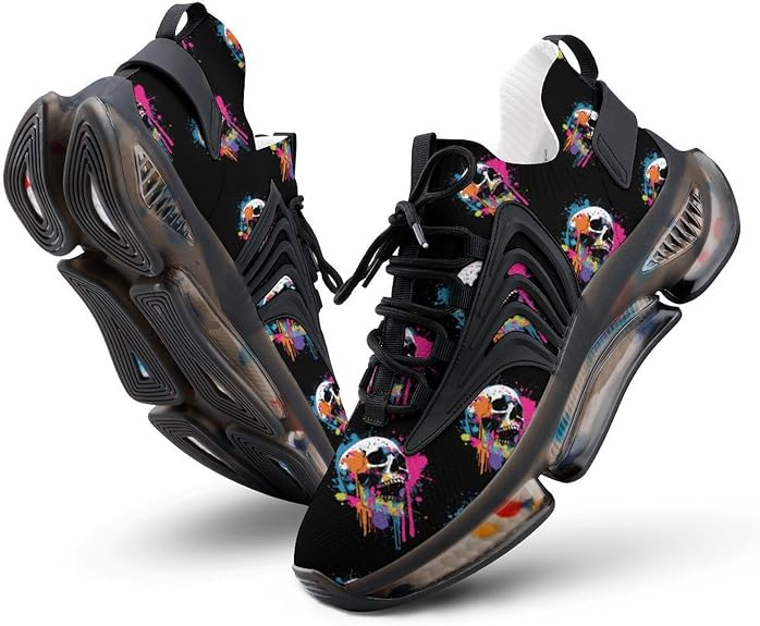 Happy Halloween Grunge Skull Novelty Men's Sporting Shoes Lightweight Elastic Running Shoe Tennis Sneakers