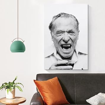 The Poet Charles Bukowski Smile Poster Wall Art Poster Scroll Canvas Painting Picture Living Room Decor Home Framed/Unframed 08x12inch(20x30cm)
