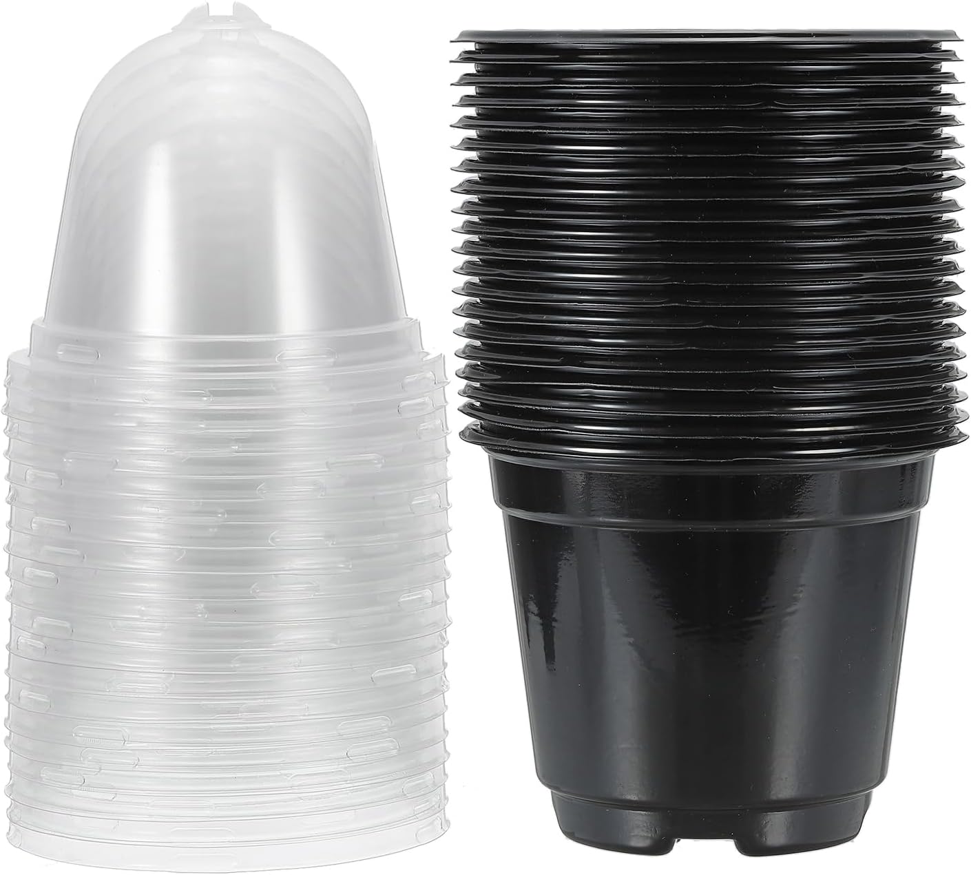 PATIKIL Nursery Pots with Humidity Dome, 20 Sets 3.5" Plastic Gardening Pot Planting Container Cups Plant Starting Pots with Drainage Holes, Transparent